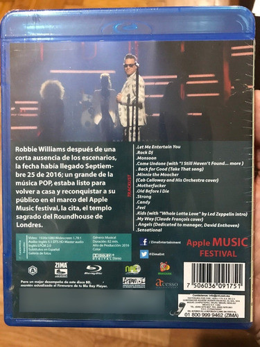 Blu-ray Robbie Williams Apple Music Festival 2016 1