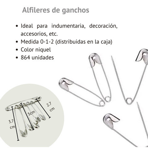 Caja Grande De Alfileres De Gancho Nº0-1-2 Cuota Niquelado 1