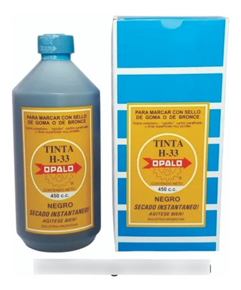 Tinta Sellos Indeleble Secado Rapido Opalo H33 X 450cc Negro 0