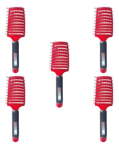 Kit 5 Escovas Raquete Cerâmica Vazada Vermelha Cod 716 0