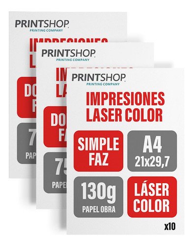 Impresiones Bajadas Laser Color Printshop A4 130g X 10 0
