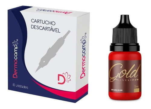 Kit 1 Pigmento Gold Line Lips + Caixa De Agulhas Dermocamp 0