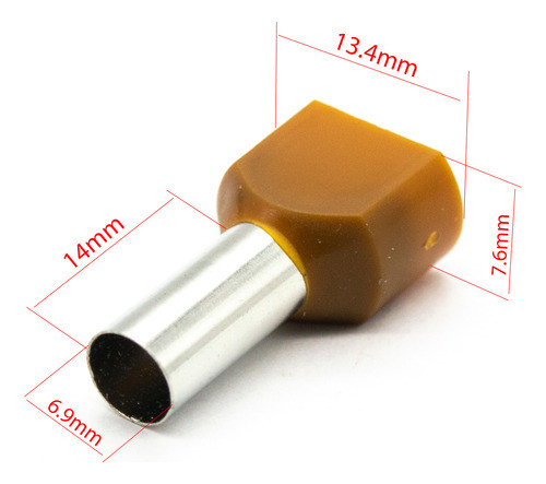 6 Terminales Preaislado Puntera Tif Doble Marron 2x10mm2 1