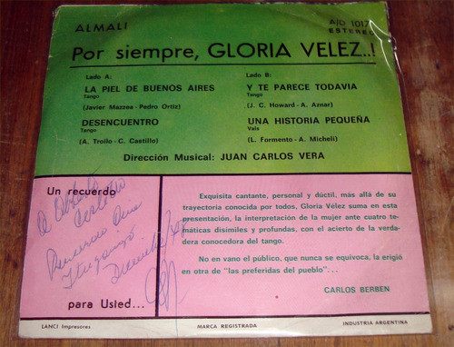 Gloria Velez Y Esta Esquina Del Tango Simple Argentino Kktus 1