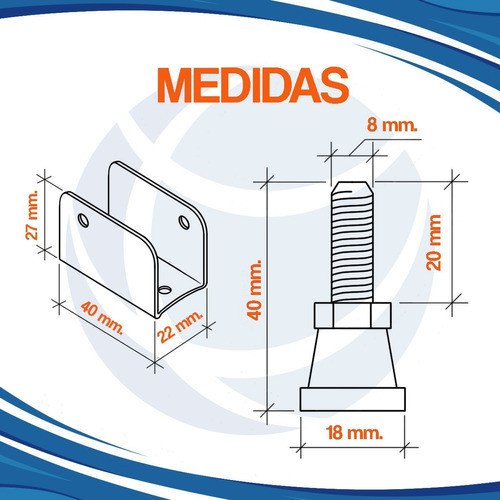 Regaton Símil Pata De 18mm Ec Con Base U De 18 Mm X 10 Uni 1