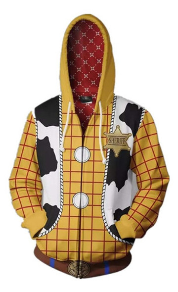 Woody Hoodie Sheriff Cosplay Traje Cowboy Jaqueta Zip Molet 0