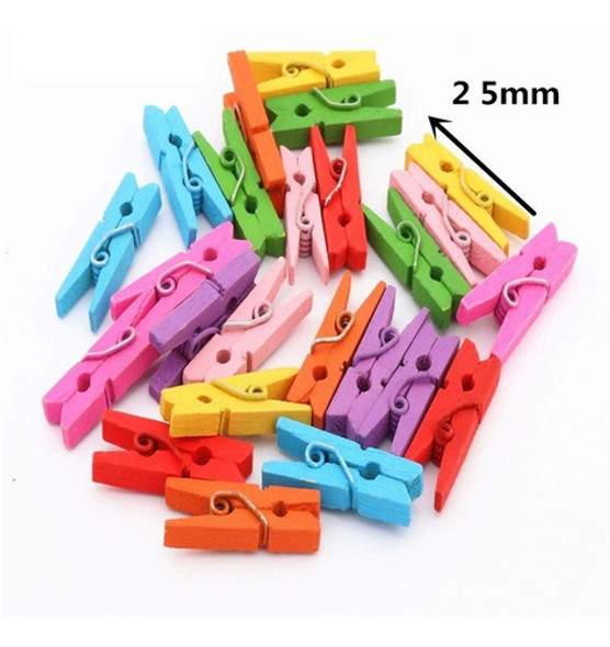 Mini Broches De Madera. Colores Varios. 25 Mm. X 50 Unidades 1 Mini Broches De Madera. Colores Varios. 25 Mm. X 50 Unidades 1