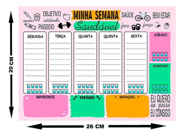 Quadro Planejador De Metal Semanal 20x26cm Saud. Rs + Caneta 1