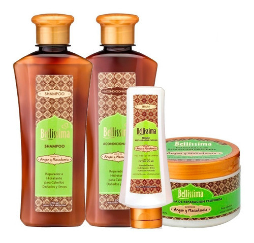 Shampoo + Acondicionador + Mascara + Serum Argan Bellissima 0