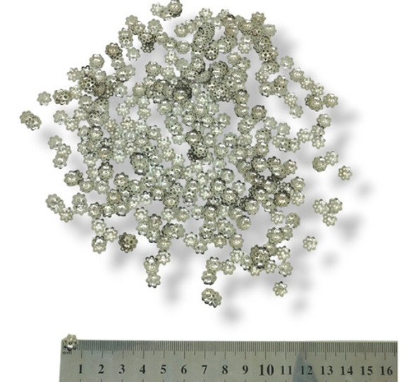 Calota Flor Calada 8mm 200u Metal Plateado Armar Bijou 1