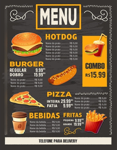 Criar Arte Cardápio Frente E Verso - Pronto Em 24 Horas 0