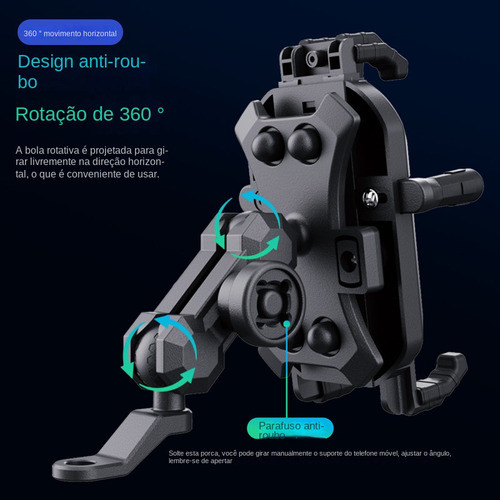 Suporte De Celular Para Moto Carregador Indução Anti-roubo 1