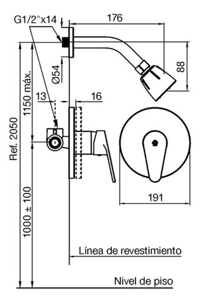 Griferia De Ducha Fv  Compacta Monocomando 108/m4 1