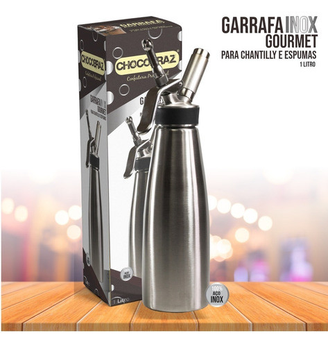 Garrafa De Chantilly Sifão Profissional Inox  1 Litro 0