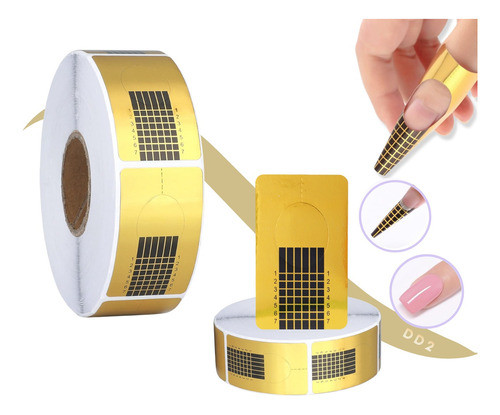 500 Moldes Dorado Para Uñas Esculpidas Gel Acrílico Adhesivo 0