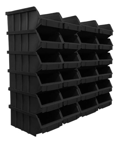 Kit 240 Caixas Box Gaveteiro Industrial Preta N°3 8x10x16cm 0