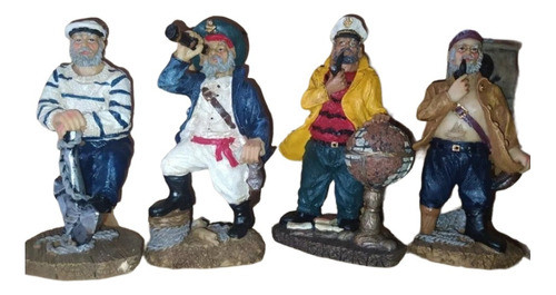 Pack X 4 Marineros Piratas En Resina Para Adorno. Leer Bien 0