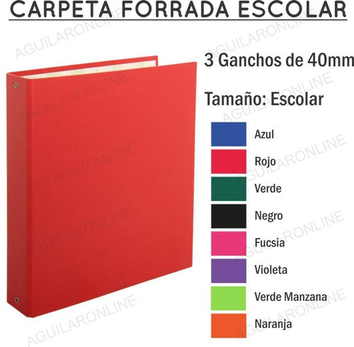 3 Carpetas Pvc Nº3 3 Ganchos Redondos Colores Escolar 1