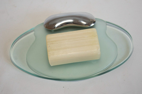 Jabonera Vidrio Transp. Y Satinado Soporte  Cromado.italiano 0
