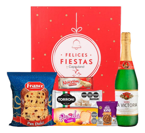 Oferta! Caja Navideña Roja (6u) Sidra Pan Dulce Budin Turron 0