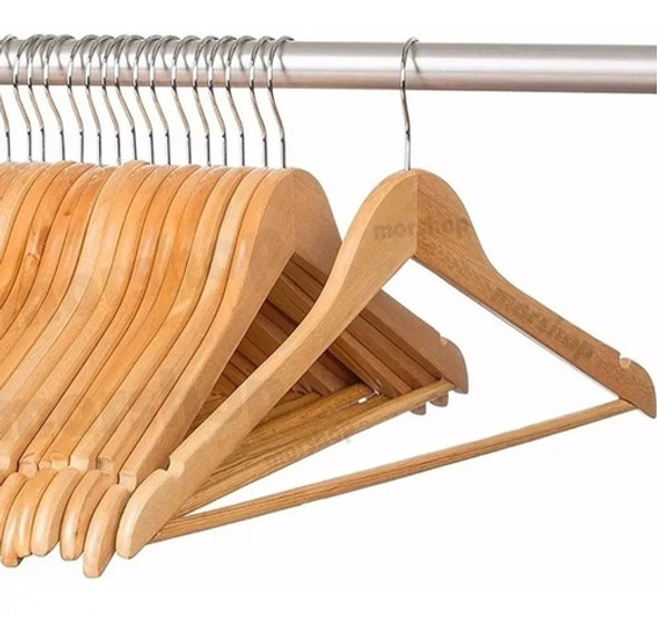 Percha De Madera Lustradas Barnizadas X 48 Premium Oferton!! 0