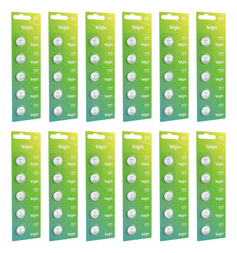 60 Pilhas Bateria 12 Cartelas Elgin Cr2032 3v Lítio É Rápido 0