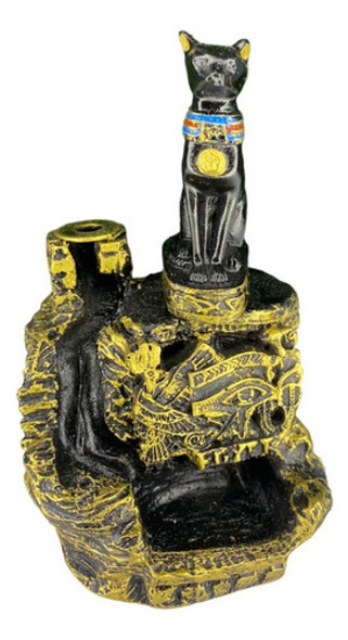 Incensário Cascata Bastet Preto E Dourado 12 Cm 0