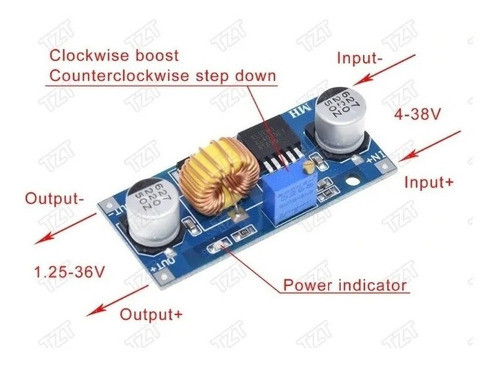 Fuente Dc-dc Step Down 1.25 A 36v  5a Xl4015 Con Disipador 1