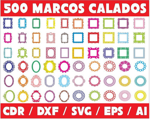 Pack De Vectores Corte Laser- 500 Marcos Calados 0