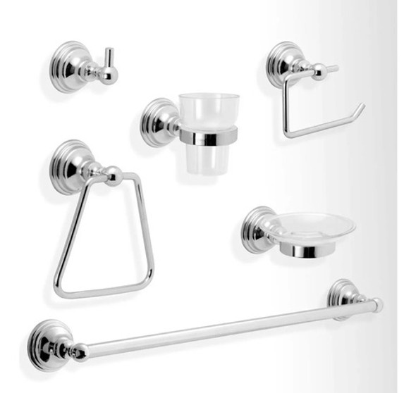 Kit De Accesorios Para Baños 6 Piezas Cromo Y Acrilico Casal 0