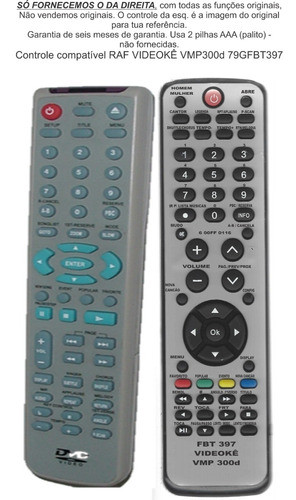 Controle Remoto I-videke Raf Electronics Vmp-300d Fbt 397 0