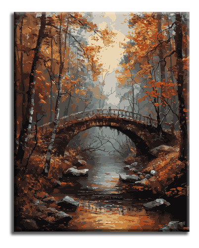 Pinta Por Números Calidad Premium. Puente En Otoño. Kitart 0