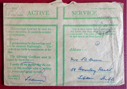 Inglaterra, Sobre Servicio Activo Wwii Censura 1945 L8081 0