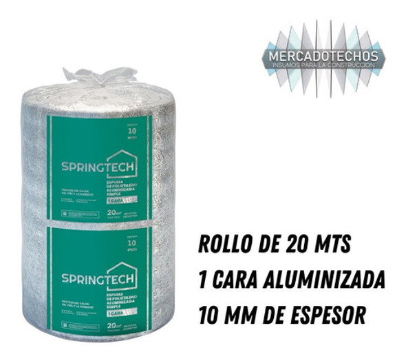 Espuma Aislante Térmica Techos Chapa Aluminizada 10mm 20 Mts 1