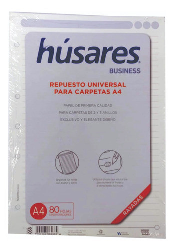 Repuesto Husares A4 Business Rayado X80 Hs - Pack X20 - 6068 0