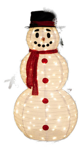 Muñeco Nieve Plegable 3d 1 15mts 160leds Blanco Cálido 0
