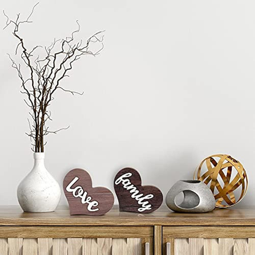 Jetec 2 Piezas Love Family Heart Letrero De Madera Decoració 1