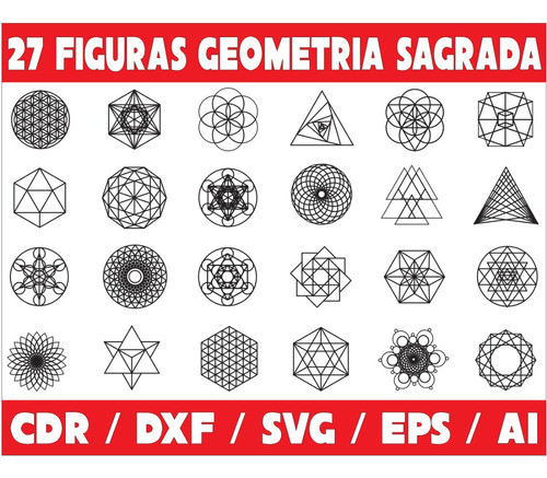 Pack De Vectores Corte Laser - 27 Figuras Geometria Sagrada 0