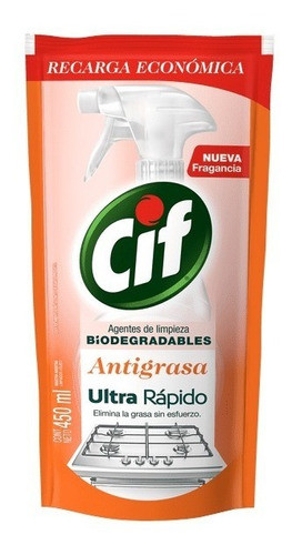 Limpiador Líquido Cif Antigrasa Biodegradable 450 Ml Doypack 0