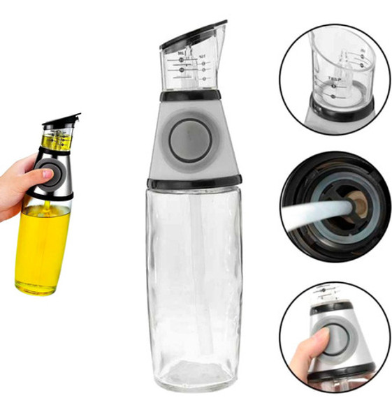Dispensador Aceite Vinagre 500ml Vidrio Medidor Cocina Dieta 0