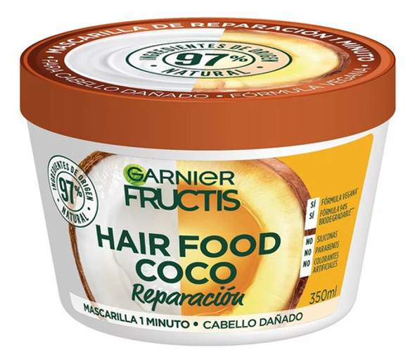 Kit X2 Mascara Capilar Garnier Fructis Hair Food Coco 350ml 1 Kit X2 Mascara Capilar Garnier Fructis Hair Food Coco 350ml 1