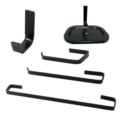 Kit Quadrado Preto De Banheiro + Brinde 01 Saboneteira 0