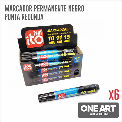 Marcador Permanente Ito 11 Punta Redonda Negro Caja X 6 1