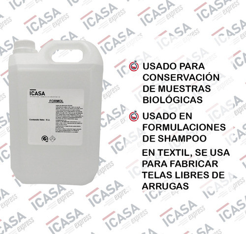 Formaldehído Formol 40% De Pureza X 15 Lt Icasa 1