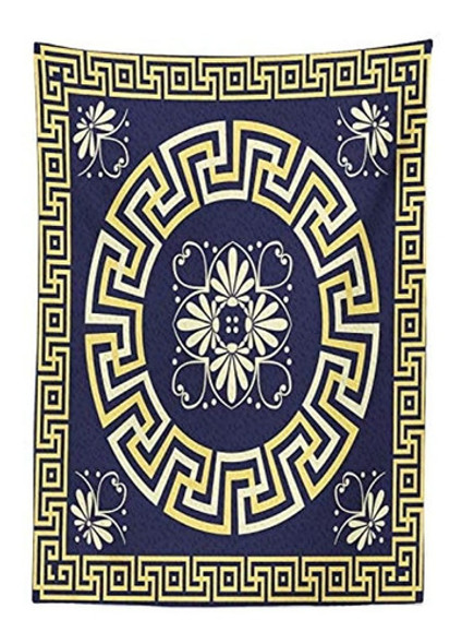 Mantel De Clave Griega De Ambesonne Meandro Con Detalle Flor 1 Mantel De Clave Griega De Ambesonne Meandro Con Detalle Flor 1