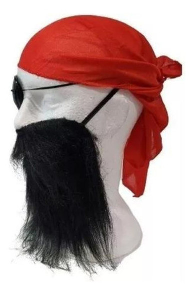 Kit Pirata Fantasia Festa Com Barba, Tapa Olho E Bandana 1