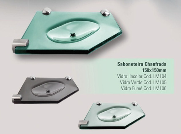 Saboneteira Canto Chanfrada 15x15 Cm - 8mm - Incolor 1