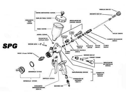 Repuesto Soplete Cane Conjunt Tapa D Taza Spg Epg Egg 122938 1