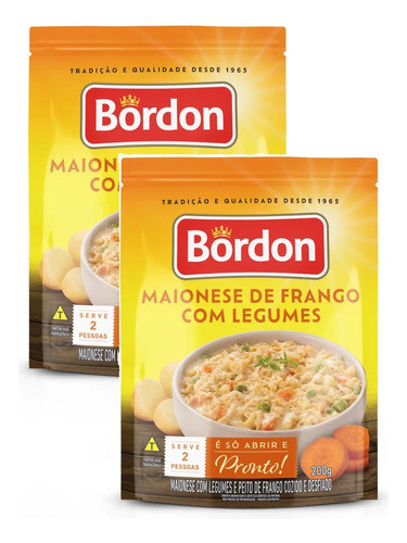 Kit 2 Maionese De Frango E Legumes Bordon Sachê 200g 0