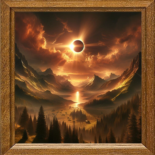Cuadro De Arte Digital Eclipse Solar 50x50cm Pieza Única 0